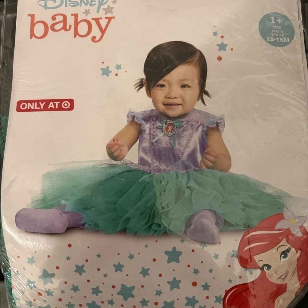 Infant Ariel costume tutu dress with character cameo NIP Ages 12-18 months